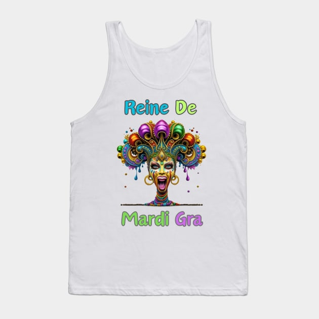 "Vintage Carnival Dreams: Mardi Gras Queen Bliss" - Cajun Party New Orleans Tank Top by stickercuffs